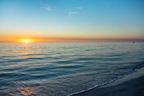 Beach nearby, sun loungers