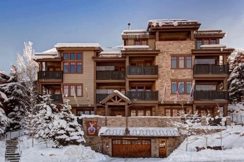 The Red Stag Lodge in winter.