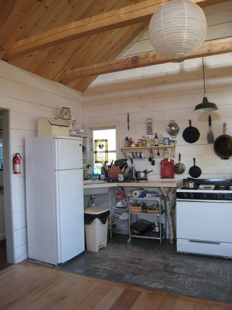 Cook in the small, but complete, kitchen