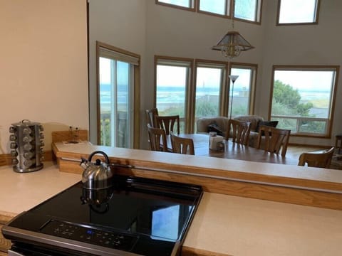 Opens from kitchen into great room