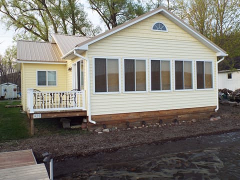 55 Feet of lake frontage right outside the door.  One small step.