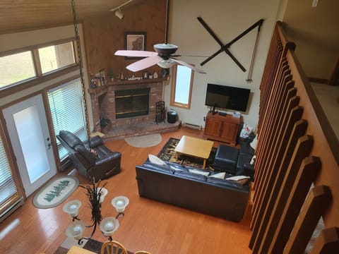 Smart TV, fireplace, DVD player, foosball