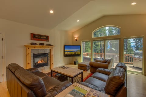 Smart TV, fireplace, DVD player, music library