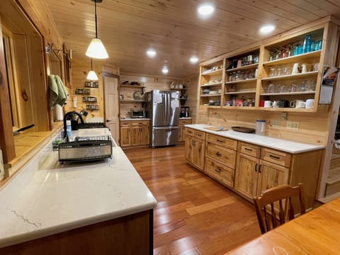 The entire remodeled kitchen with handmade cabinets