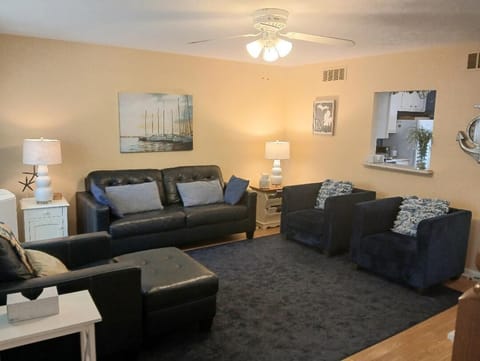 The condo is decorated in lake style and colors