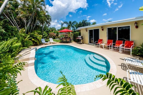 Heated Waterfall Pool- very sunny