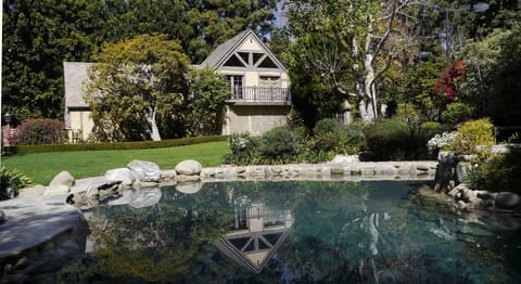 View of the tudor Guest from the pool lounge area.