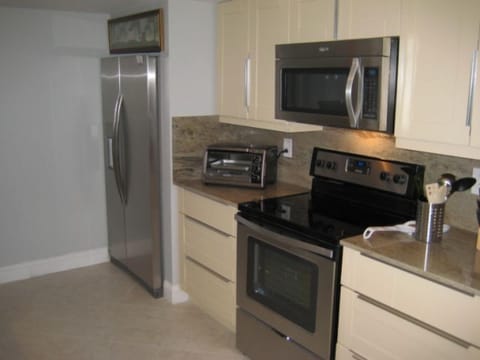 Kitchen with new stainless steel appliances