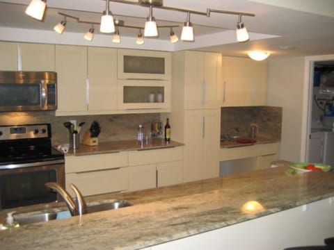 Kitchen vue from the bar the cabinets are over 16 feet long