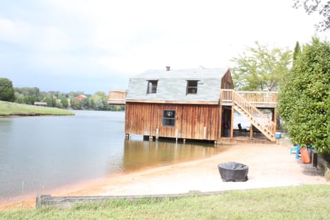 Boat House and sandy beach (beach may be smaller depending on lake water level).
