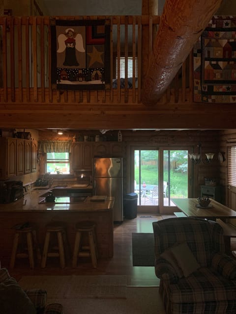 Bar area with stools and trestle table