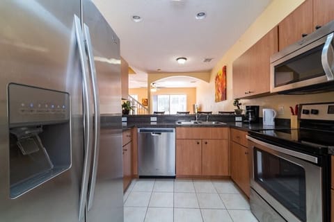 Fully equipped kitchen with stainless steel appliances