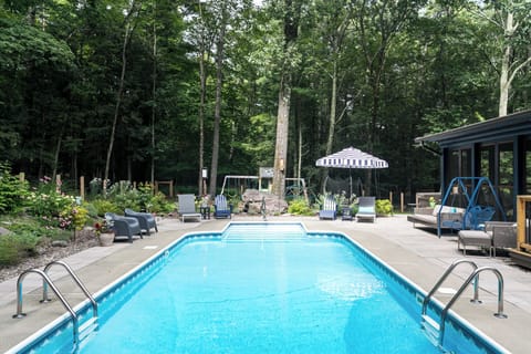 Pool with playground in the background