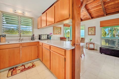 NH - The kitchen has lots of room and great views.