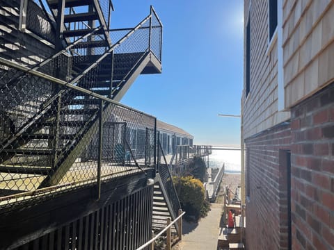 Pathway to second floor wharf building on the beach