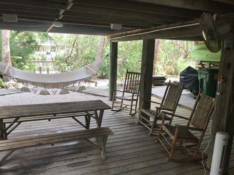 Large covered deck under the unit. Chill 'N Grill all year (plus Giant Jenga!)