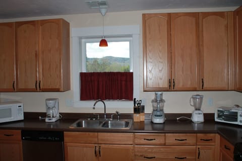 A fully loaded kitchen.  Also with a loaded view of the Cumbres Pass.