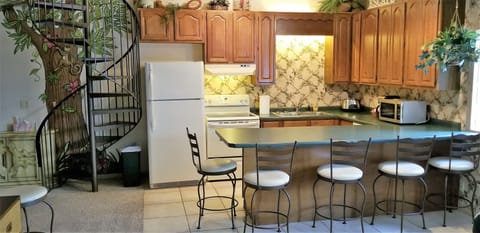 Spiral stairway to loft, Tree House