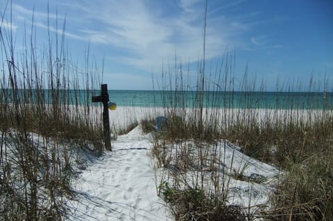 Steps away from the quiet and tranquil sugary white sands of St. Pete Beach