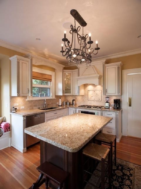 Kitchen with stainless steel appliances