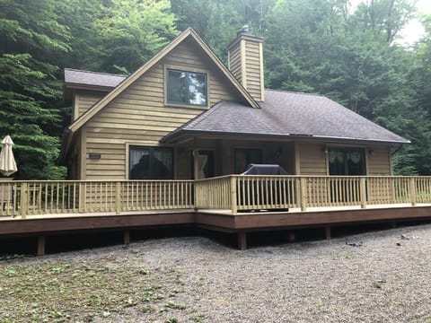 Cabin in quiet country setting.