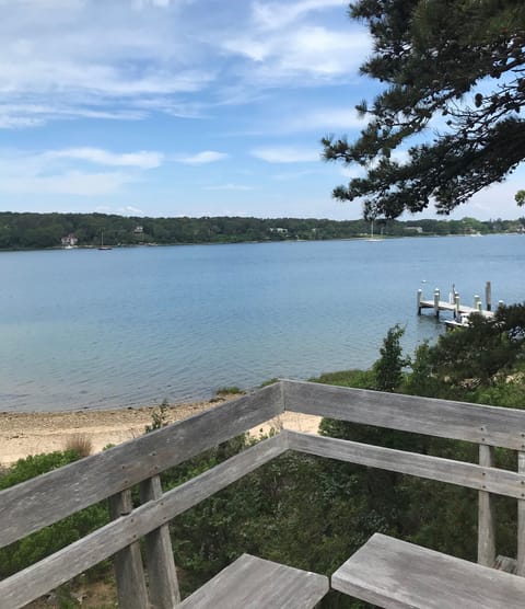 This corner of the deck overlooks Lagoon Pond and almost always catches a breeze