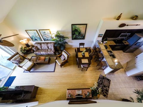 A view looking down from the loft