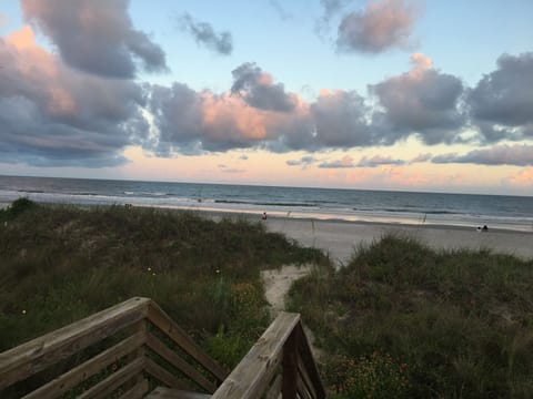 Dusk oceanview from our private deck and beach walkover