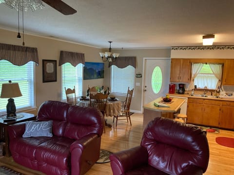 From living room looking towards kitchen/dining area.