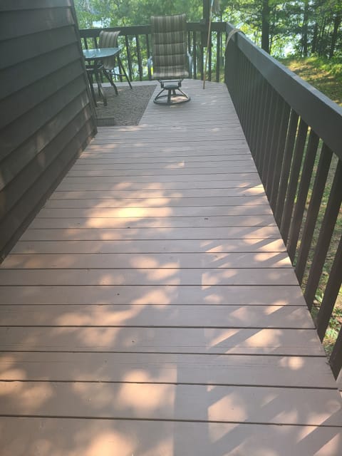newly stained house and deck
