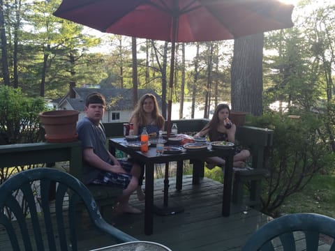 Dinner outdoors...lake in background