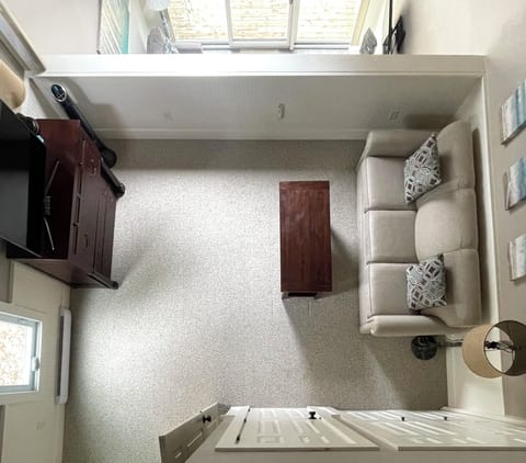 Looking down from the loft.