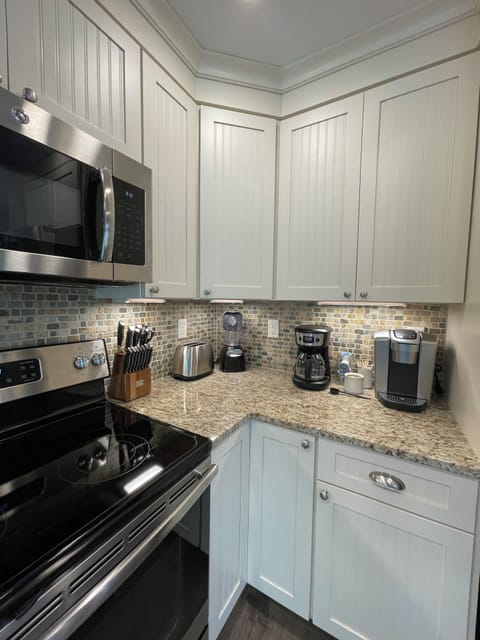 Fully stocked kitchen.