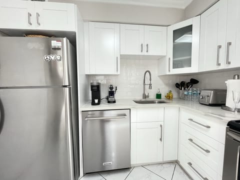 Fully equipped kitchen with stainless steel appliances