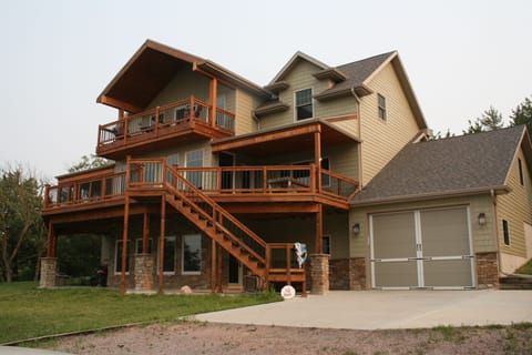 View of cabin facing lake.
