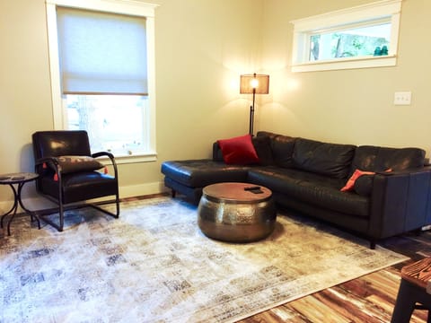 Hang out in the comfy living room