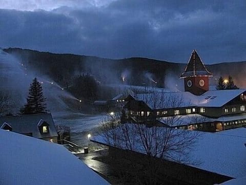 Mount Snow Base Lodge at night