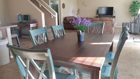 Large dining room looks into family room
