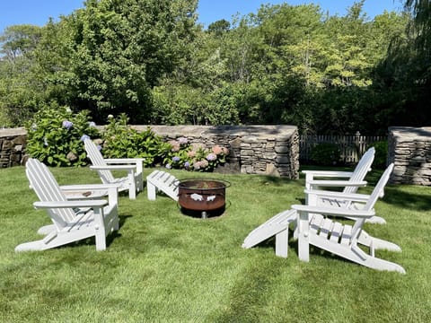 Adirondack chairs and fire pit