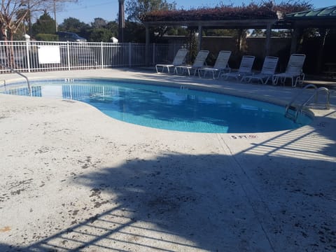 Pool. The pool is small and only 5 feet deep but its a great place to cool off.