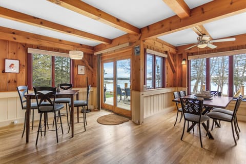 Dining area to large deck and views