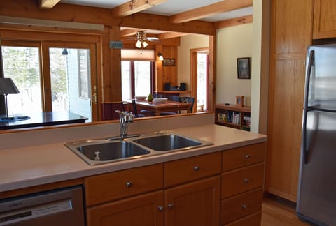 View from kitchen to dining area