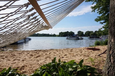 Our lakeshore with private beach just steps from the house. 