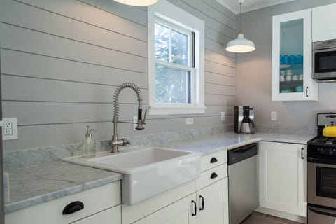 shiplap wall and farm sink