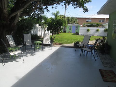 Patio with fenced In yard