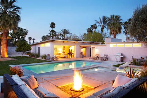 Outdoor sitting next to fire pit