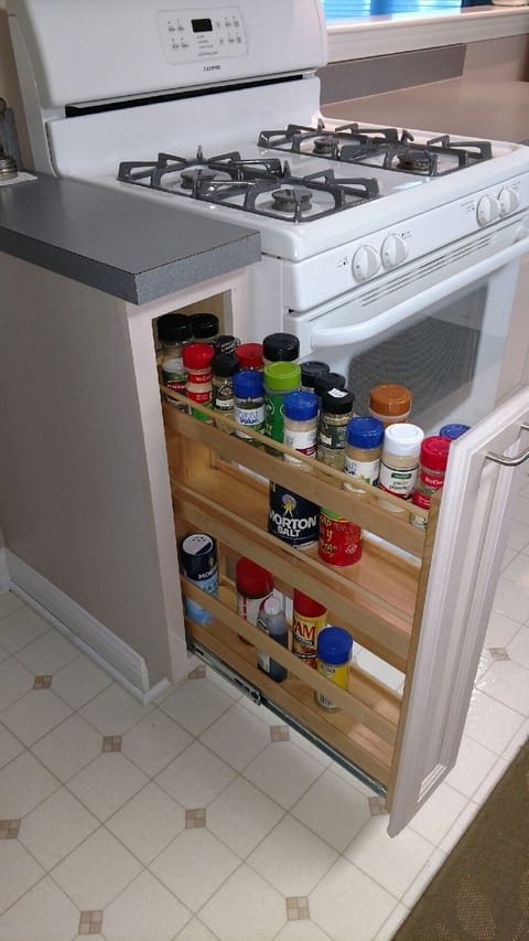 Kitchen spice rack.