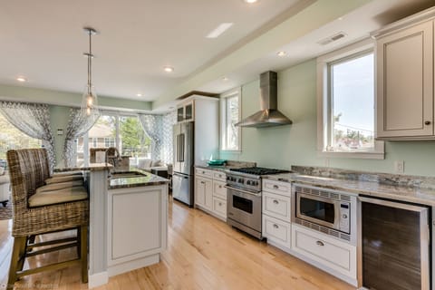 Upscale kitchen makes cooking for a group a breeze-plus it's open concept!