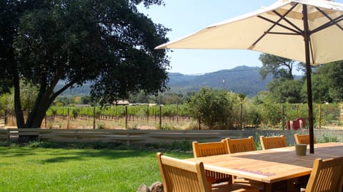 View from farmhouse
 looking west over vineyards.