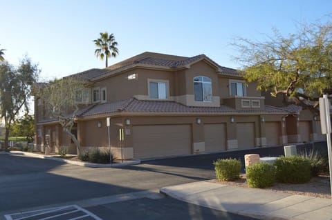 View from back, our unit is left side double garage and two back windows.